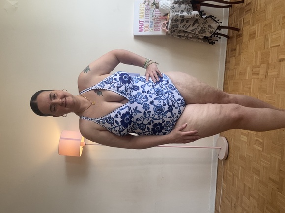 Blue & White Porcelain Patterned One Piece Swimsuit - Picture 5 of 5